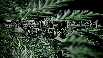 투자 성공의 비밀: 리스크 관리 전략 완벽 가이드